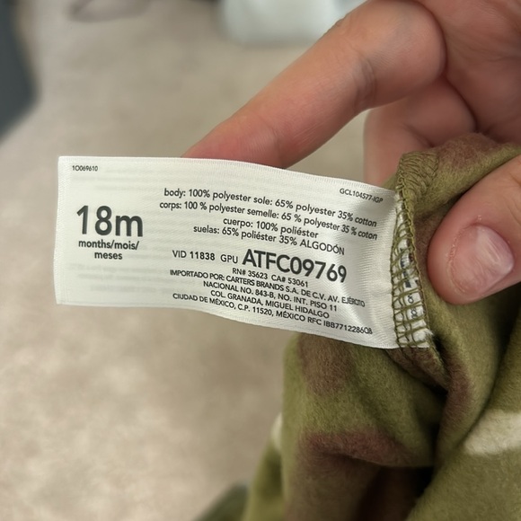 NWT Carters Fleece Camo Dinosaur Pajamas - Picture 7 of 7